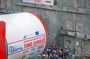 Tunelový razící stroj v Dýšiné 24. 1. 2015
