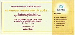 Slavnostní vyřazení absolventů SZŠVOŠZ Plzeň 22. 6. 2015
